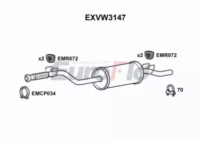 Средний глушитель выхлопных газов EuroFlo EXVW3147