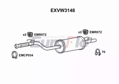 Средний глушитель выхлопных газов EuroFlo EXVW3148