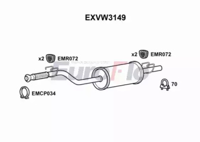 Средний глушитель выхлопных газов EuroFlo EXVW3149