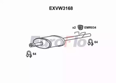 Средний глушитель выхлопных газов EuroFlo EXVW3168