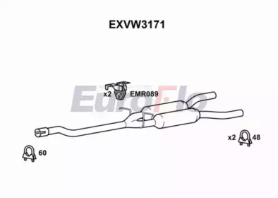 Средний глушитель выхлопных газов EuroFlo EXVW3171