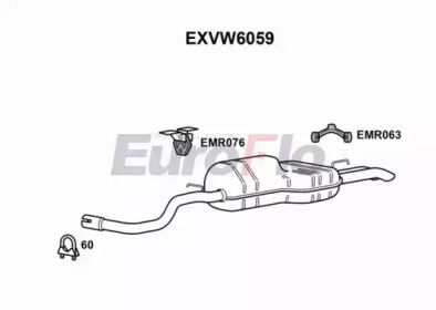 Глушитель выхлопных газов конечный EuroFlo EXVW6059