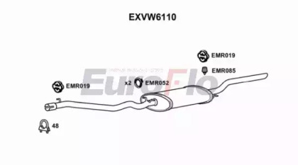 Глушитель выхлопных газов конечный EuroFlo EXVW6110