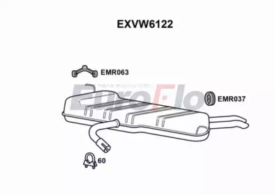 Глушитель выхлопных газов конечный EuroFlo EXVW6122