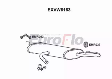 Глушитель выхлопных газов конечный EuroFlo EXVW6163