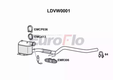 Сажевый / частичный фильтр, система выхлопа ОГ EuroFlo LDVW0001