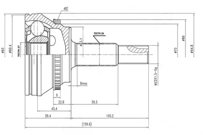 Шарнирный комплект AYWIPARTS AW1510038A