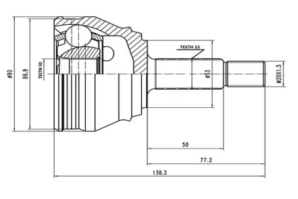 Шарнирный комплект AYWIPARTS AW1510080A