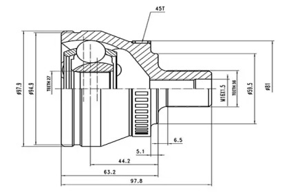 Шарнирный комплект AYWIPARTS AW1510162A