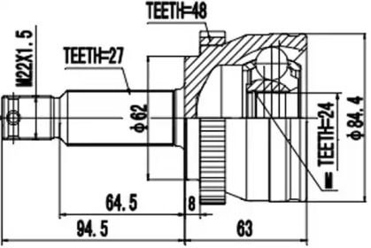 Шарнирный комплект AYWIPARTS AW1510370A