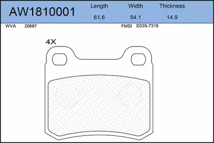 Комплект тормозных колодок AYWIPARTS AW1810001