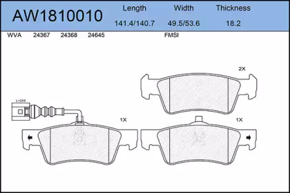 Комплект тормозных колодок AYWIPARTS AW1810010