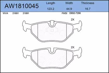 Комплект тормозных колодок, дисковый тормоз AYWIPARTS AW1810045