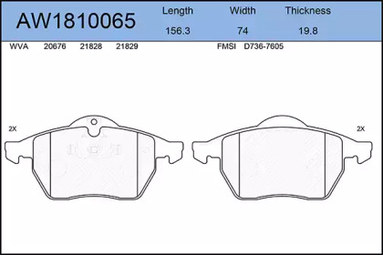 Комплект тормозных колодок, дисковый тормоз AYWIPARTS AW1810065