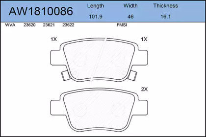 Комплект тормозных колодок AYWIPARTS AW1810086