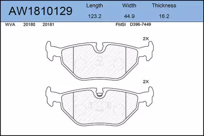 Комплект тормозных колодок AYWIPARTS AW1810129