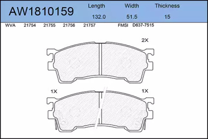 Комплект тормозных колодок AYWIPARTS AW1810159