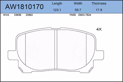 Комплект тормозных колодок AYWIPARTS AW1810170