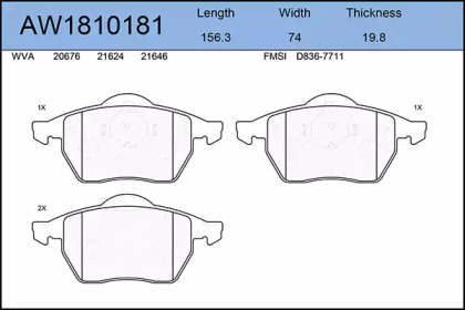 Комплект тормозных колодок AYWIPARTS AW1810181