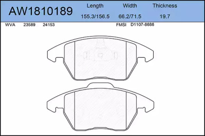 Комплект тормозных колодок AYWIPARTS AW1810189