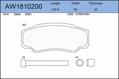 Комплект тормозных колодок AYWIPARTS AW1810200