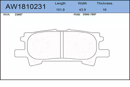 Комплект тормозных колодок AYWIPARTS AW1810231