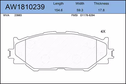 Комплект тормозных колодок AYWIPARTS AW1810239