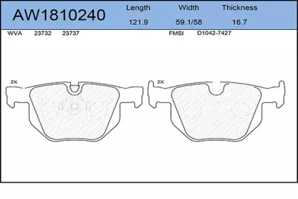 Комплект тормозных колодок, дисковый тормоз AYWIPARTS AW1810240