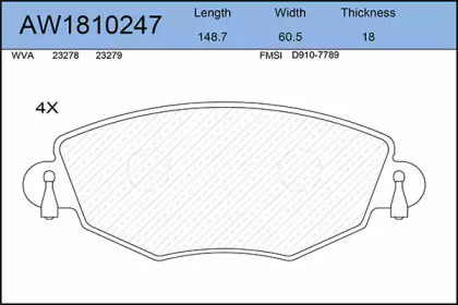 Комплект тормозных колодок AYWIPARTS AW1810247