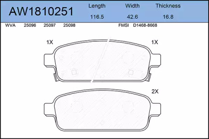 Комплект тормозных колодок AYWIPARTS AW1810251