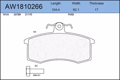 Комплект тормозных колодок AYWIPARTS AW1810266