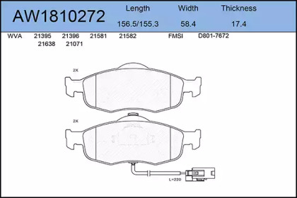 Комплект тормозных колодок AYWIPARTS AW1810272