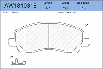 Комплект тормозных колодок AYWIPARTS AW1810318