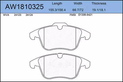 Комплект тормозных колодок, дисковый тормоз AYWIPARTS AW1810325