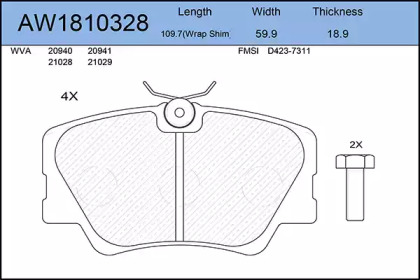 Комплект тормозных колодок AYWIPARTS AW1810328