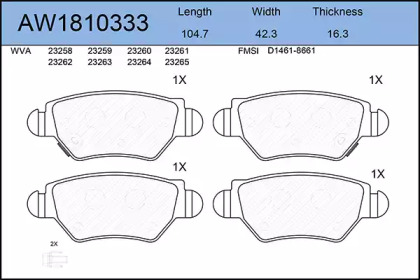 Комплект тормозных колодок AYWIPARTS AW1810333