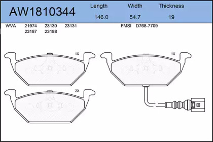 Комплект тормозных колодок AYWIPARTS AW1810344