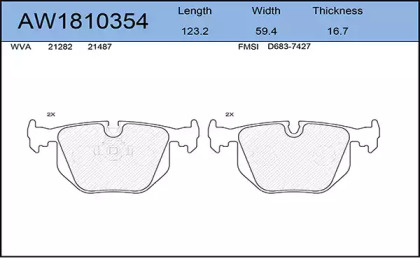 Комплект тормозных колодок AYWIPARTS AW1810354