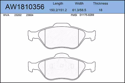 Комплект тормозных колодок AYWIPARTS AW1810356