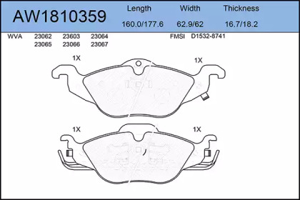 Комплект тормозных колодок AYWIPARTS AW1810359