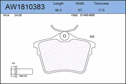 Комплект тормозных колодок AYWIPARTS AW1810383