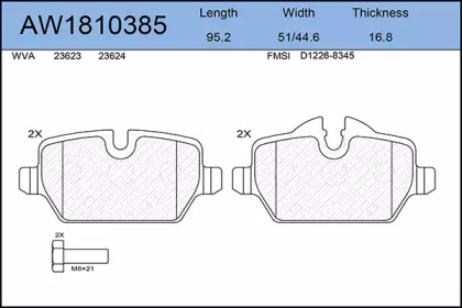 Комплект тормозных колодок AYWIPARTS AW1810385