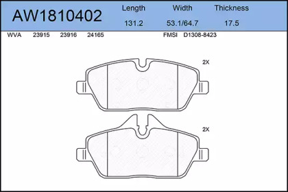 Комплект тормозных колодок AYWIPARTS AW1810402