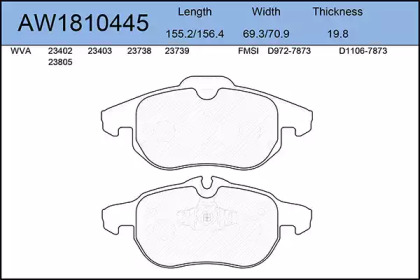 Комплект тормозных колодок AYWIPARTS AW1810445