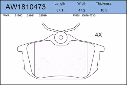 Комплект тормозных колодок AYWIPARTS AW1810473