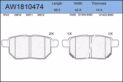 Комплект тормозных колодок AYWIPARTS AW1810474