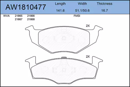 Комплект тормозных колодок, дисковый тормоз AYWIPARTS AW1810477