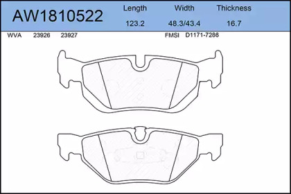 Комплект тормозных колодок, дисковый тормоз AYWIPARTS AW1810522