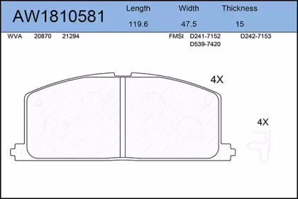 Комплект тормозных колодок AYWIPARTS AW1810581