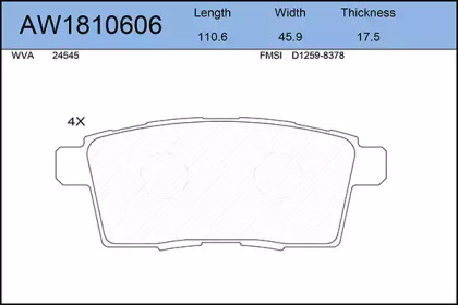 Комплект тормозных колодок AYWIPARTS AW1810606